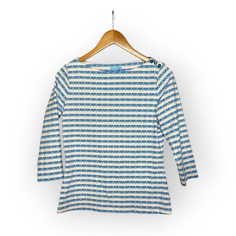 J. McLaughlin Blue Boatneck Top Size Small